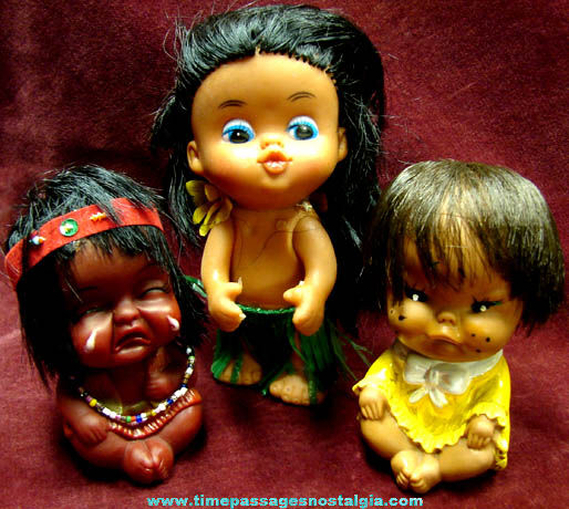 (3) Old Vinyl Toy Dolls With Hair