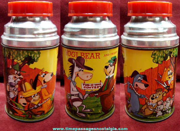 Colorful 1961 Hanna Barbera Cartoon Characters Metal Aladdin Thermos Bottle