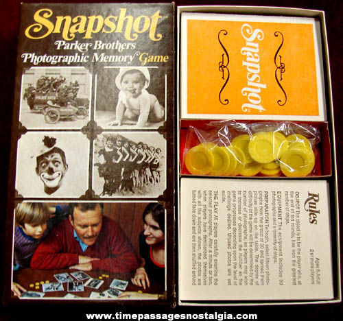 ©1972 Parker Brothers Snapshot Photographic Memory Card Game