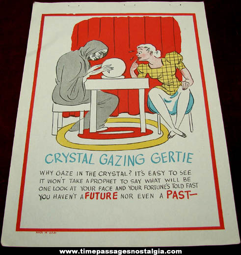 Old Salesman Sample Crystal Gazing Gertie Comic Valentine