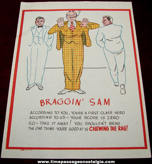 Old Salesman Sample Braggin’ Sam Comic Valentine