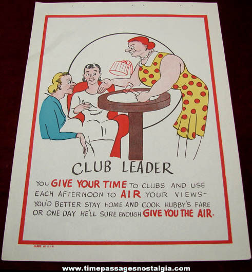 Old Salesman Sample Club Leader Comic Valentine