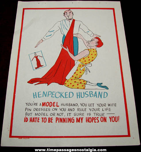 Old Salesman Sample Henpecked Husband Comic Valentine