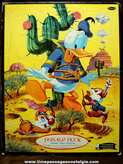 1960 Walt Disney Donald Duck Western Frame Tray Jigsaw Puzzle