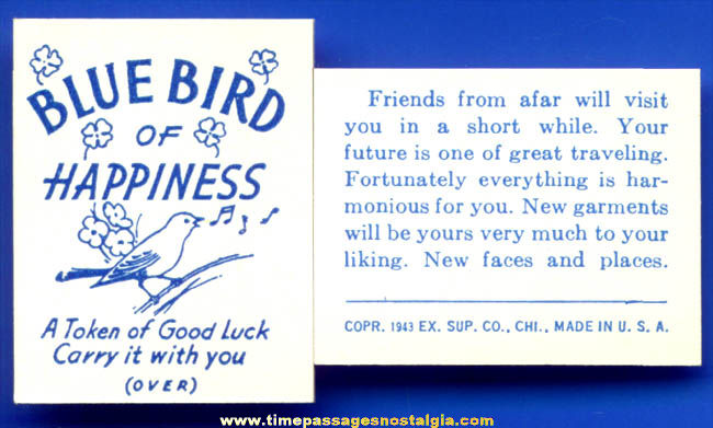 (50) 1943 Blue Bird of Happiness Exhibit Supply Arcade Fortune Cards