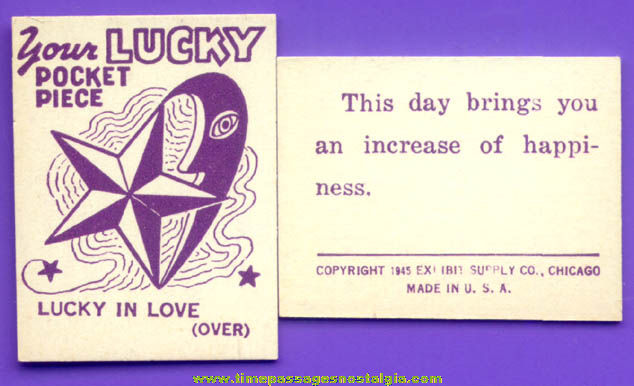 (50) 1945 Lucky Pocket Piece Exhibit Supply Arcade Fortune Cards