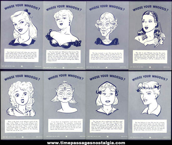 (32) 1946 Who’s Your Whoosis For Men Exhibit Supply Arcade Cards