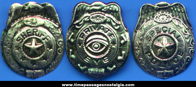 (15) Old Embossed Tin Toy Police, Sheriff, & Private Eye Badges