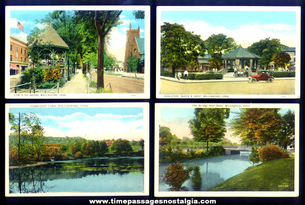 (8) Colorful Old Unused Wallingford Connecticut Post Cards