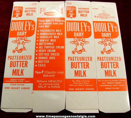 (3) Old Unused Quart Butter Milk Advertising Cartons