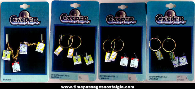 (7) Unused Carded Casper The Friendly Ghost Character Jewelry Items