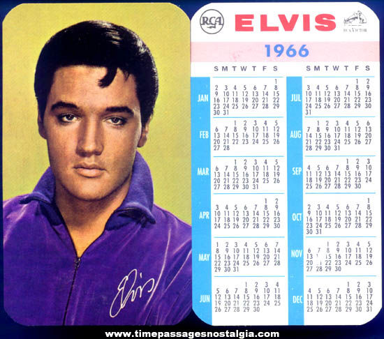 1966 Elvis Presley RCA Victor Pocket Calendar