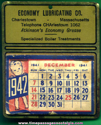 Small 1942 Lubricating Company Advertising Premium Desk Calendar