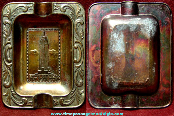 Old Empire State Building Advertising Souvenir Metal Ashtray