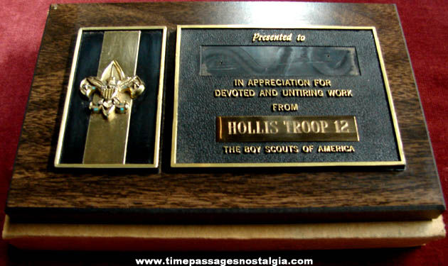Old Unused Hollis New Hampshire Boy Scout Award Plaque