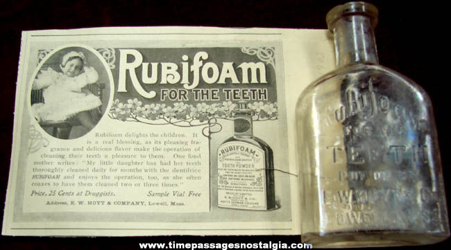 Old Rubifoam Tooth Powder Bottle & Advertisement