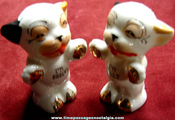 Old Ceramic or Porcelain Kissing Dogs Salt & Pepper Set
