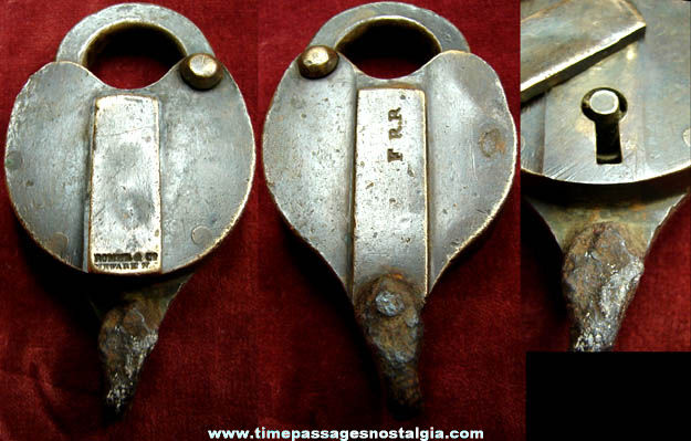 Large Old Romer & Company Brass or Bronze Railroad Padlock