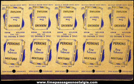 (5) Old Uncut Perkins Tobacco Advertising Match Book Covers