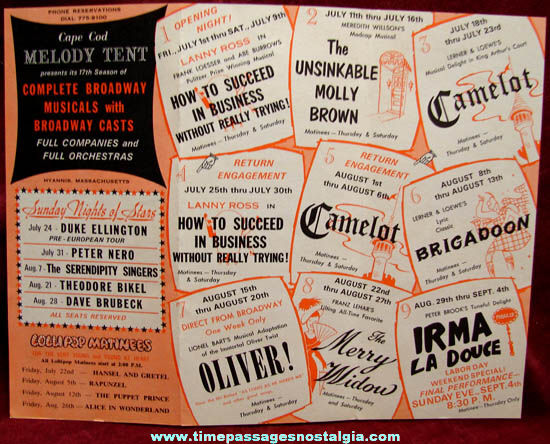1966 Cape Cod Massachusetts Melody Tent Advertising Souvenir Brochure