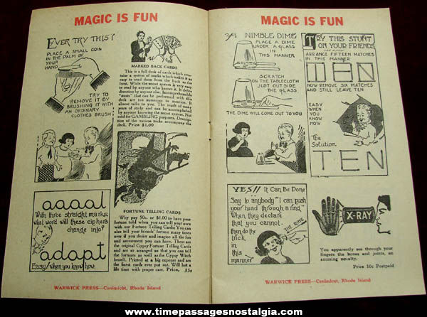 Old Warwick Press Mystery Magic & Fun Advertising Catalog