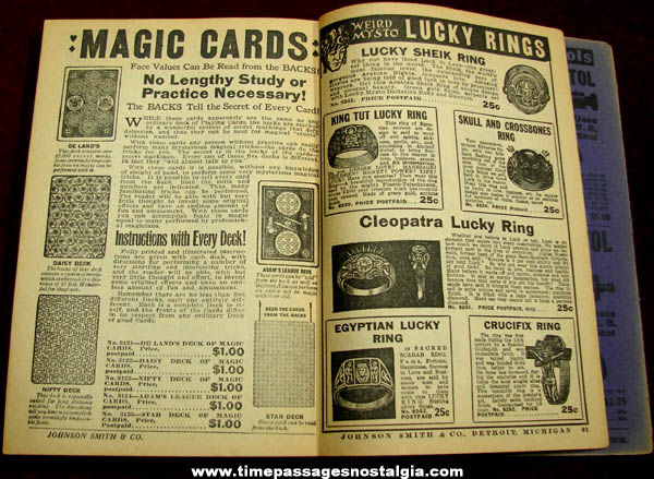 Old Johnson Smith & Company Card Trick & Magic Novelty Catalog Book