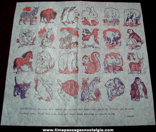 (3) Old Unused Temporary Animal Tattoo Sheets