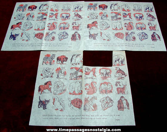 (3) Old Unused Temporary Animal Tattoo Sheets