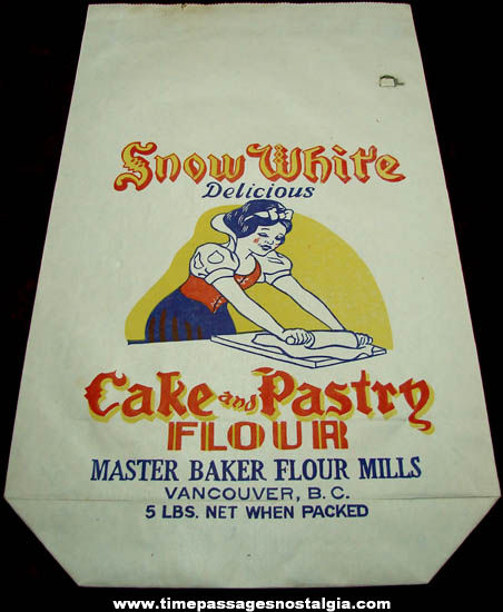 Old Unused Walt Disney SNOW WHITE Paper Flour Bag