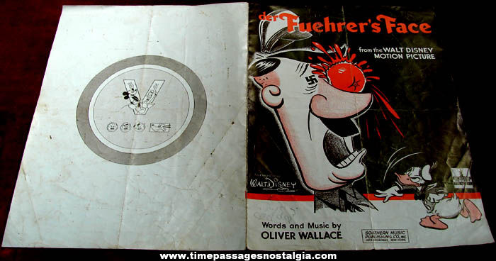 ©1942 Walt Disney Der Fuehrer’s Face Graphic World War II Music Song Sheet