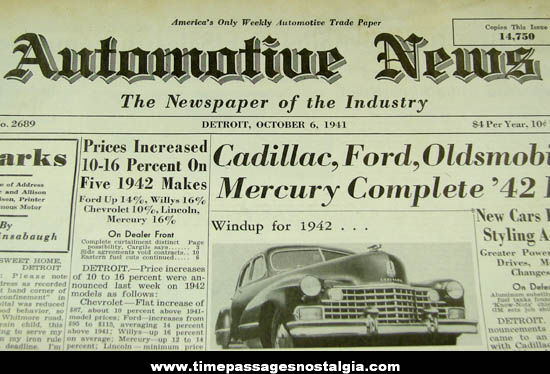 1941 Automotive News Detroit Trade Publication