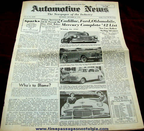 1941 Automotive News Detroit Trade Publication