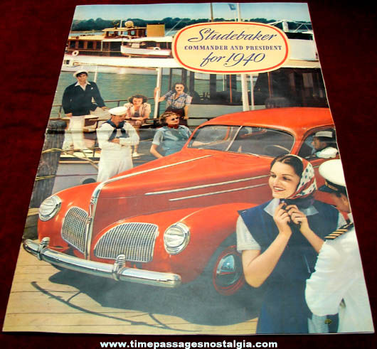 Colorful Large 1940 Studebaker Automobile Advertising Brochure