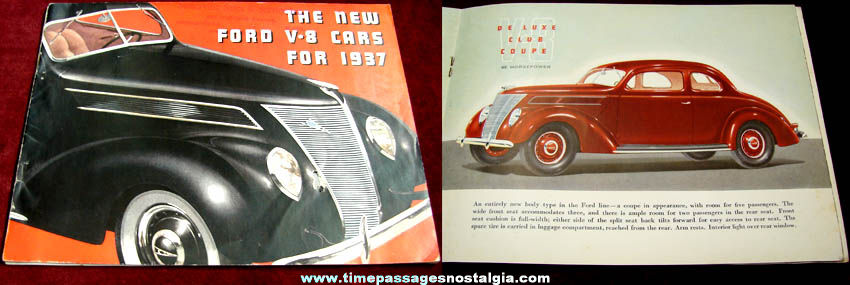 Colorful 1937 Ford Automobile Advertising Brochure Booklet