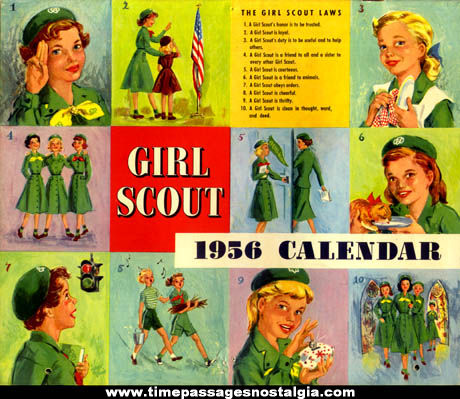 Colorful 1956 Girl Scout & Brownie Calendar