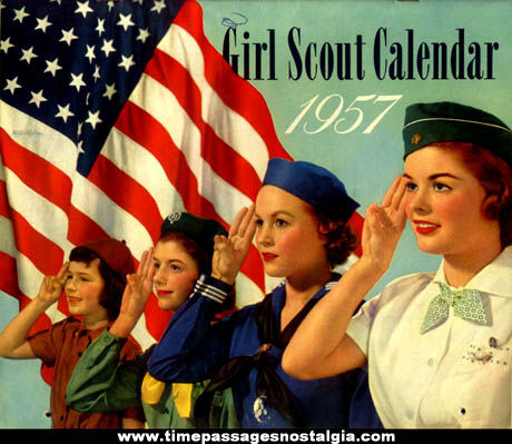 Colorful 1957 Girl Scout & Brownie Calendar