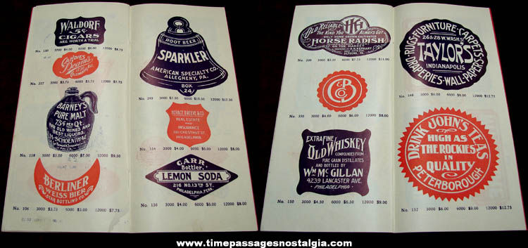 1912 Fenton Advertising Labels Catalog With Samples & Envelope