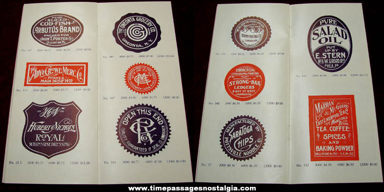1919 Fenton Advertising Labels Catalog With Samples & Envelope