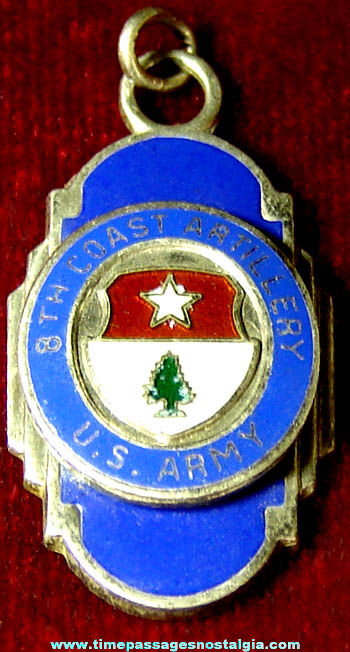 Old 8th Coast Artillery United States Army Enameled Sterling Medallion