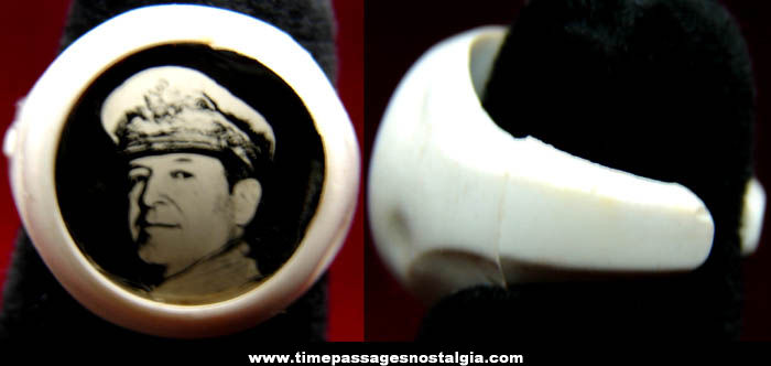 Old General Douglas MacArthur Real Photo Toy Ring