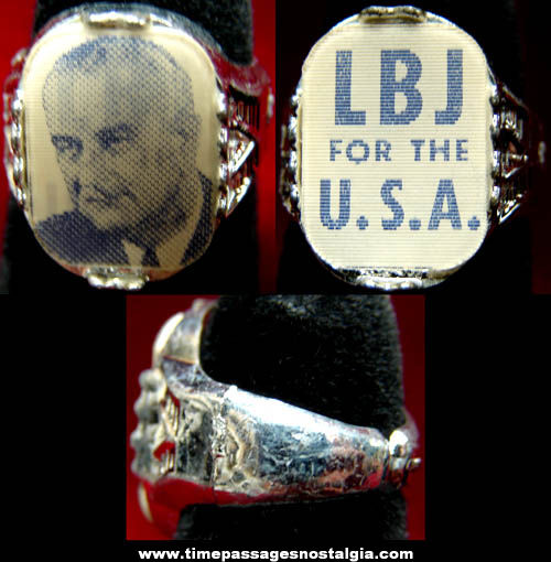 Old Lyndon B. Johnson Gum Ball Machine Prize Toy Flicker Ring
