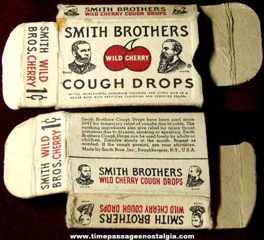 Old One Cent Smith Brothers Wild Cherry Cough Drop Box