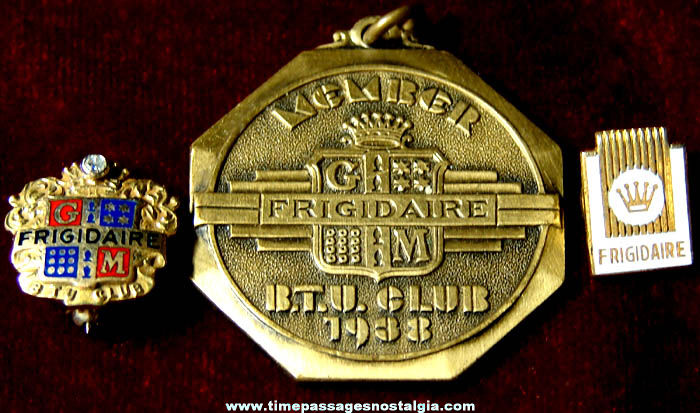 (3) Old Frigidaire Employee Award Advertising Jewelry Items