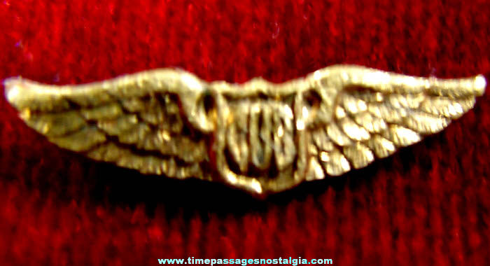 Tiny Old Brass Piper Cub Airplane Wings Pin