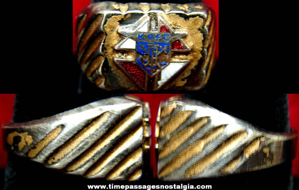 Old Enameled Knights of Columbus Fraternal Ring