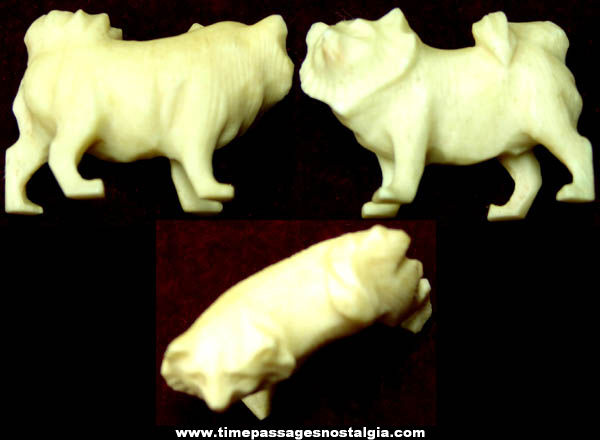 Old Miniature Carved Ivory Dog Figurine