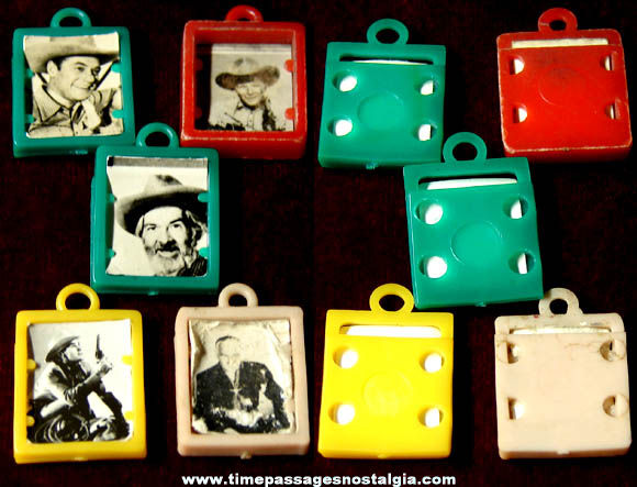 (5) Old Western Cowboy Hero Real Photo Gum Ball Machine Prize Charms