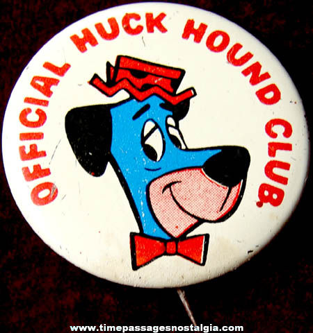 1960 Huckleberry Hound Club Pin Back Button