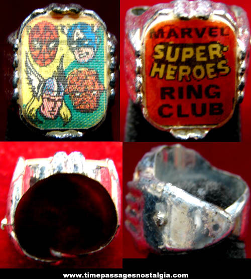 Old Marvel Super Heroes Ring Club Gum Ball Machine Prize Flicker Toy Ring