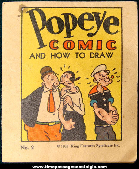 ©1933 Popeye Comic & How To Draw Miniature Orbit Gum Premium Booklet